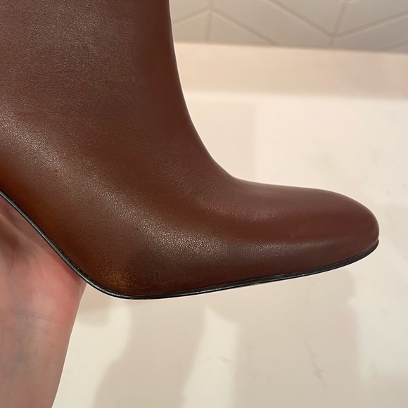 Ann Taylor Leather Tallulah Zip Up Booties in Modern Saddle 3.5 inch Heel - Picture 10 of 16